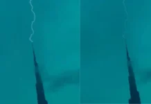 Momenti dramatik kur rrufeja godet Burj Khalifan